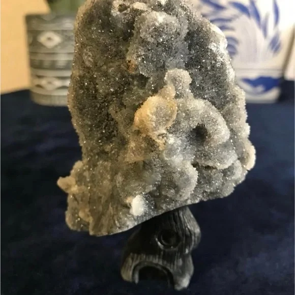 Sphalerite Crystal Treehouse Carving w/ Druzy Geodes 120g Natural Mineral 3.75” - Picture 2 of 8